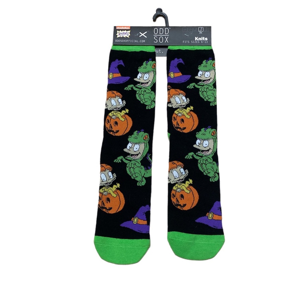 Odd Sox Rugrats Halloween Novelty Socks Tommy Dill Pickles Reptar Pumpkin New